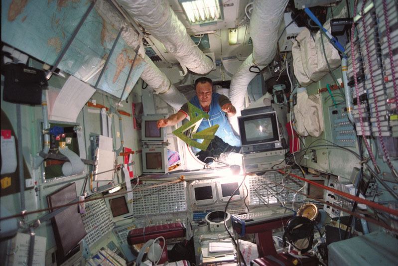 Cosmonaut Gennadi Manakov on the Mir space station